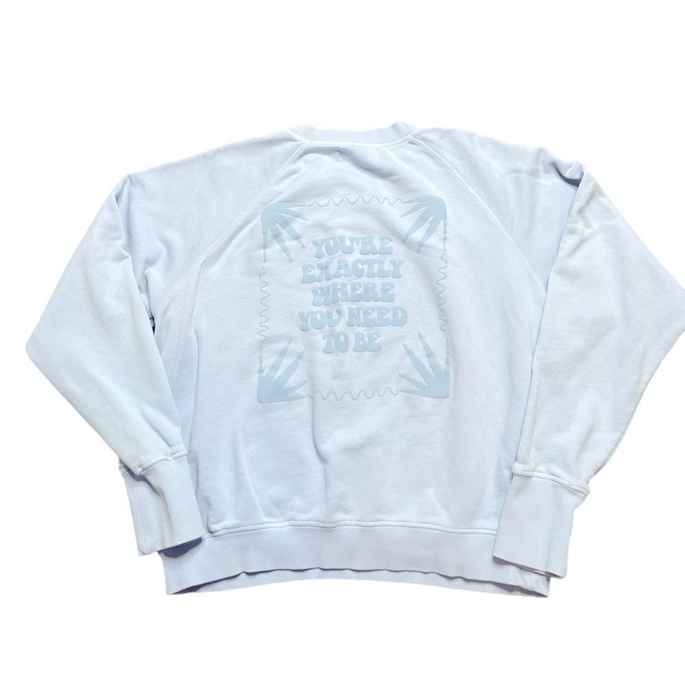 Spiritual Gangster Women's Blue Eternal Optimist Pullover Sweater Size Large - Picture 2 of 10